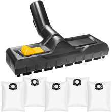 Floor Nozzle for WD3, WD4, WD5, WD6, Dry Suction Nozzle Replacement with 5 Dust Bags, Steam Cleaner Accessories