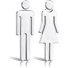 Toilet Signs Of Male And Female Symbols,12cm Toilet Signs Door Plate Silver Women Men Adhesive - Pengj