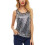 Women's Sleeveless Sparkles Shimmer-Silver on black back S 1