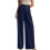 Elegant Wide Leg Office Pants Multiple Sizes High-Dark Blue S 1