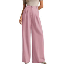 Modern Wide Leg Pants For Women and Girls Comfortable-Pink L
