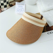 (color01)Summer Women Wide Brim Hat Sun Visor Beach Hats Adjustable UV Protection Cap