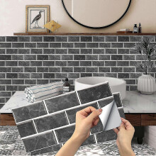 Kitchen Tile Stickers, 12 Pieces Self Adhesive Tile Sticker Waterproof Pvc Tile Stickers Self Adhesive Wall Tile Stickers for Bathroom And Kitchen