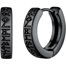 Norse Viking Runes Hoop Earrings for Men Women 12mm Huggie Hoops Aaa G - Pengj