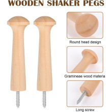 50 Stuks Houten Shakerpinnen met Schroefbevestiging, 7,2 cm Lang, Onafgewerkte Houten Shakerrekken voor Het Ophangen van Kleding, Hoeden en Handdoeken