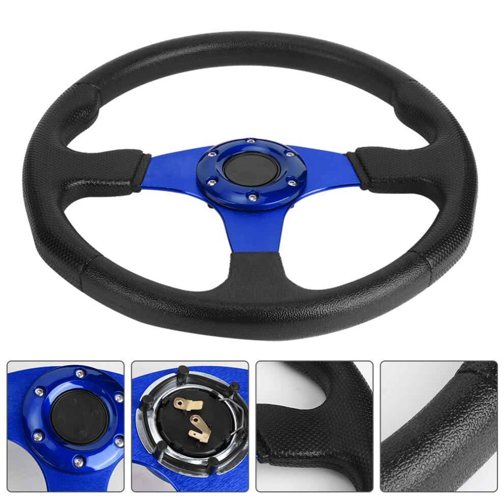 Universal Racing Steering Wheel 350Mm/14In Deep Dish 6 Bolts For Cars Blue 4601392392627