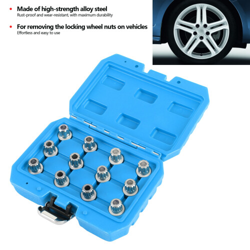 Car Spline Bits Locking Wheel Nut Removal Tool Kit 12pcs Auto Maintenance 1