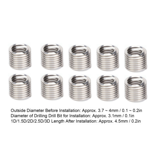 100Pcs SUS304 M3x0.5 Thread Inserts Reducing Nut Repair Tool 1
