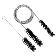 (Black) Set di spazzole flessibili a molla per acquari in acciaio, scovolino curvo a doppia estremità.