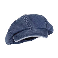 (Dark Blue) Béret en denim à 8 panneaux pour femme, style gavroche, idéal pour les voyages et la conduite.