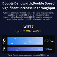 BE201 WIFI7 Card 8774Mbps Tri-Band BT5.4 WiFI7 Wireless WIFI Card M.2 Cnvio3 AX211 for Win10/11 64-Bit+10DB Antenna Kit