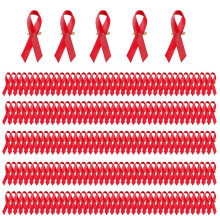 (Red) 200 Solidarity Ribbon Pins - Charity Volunteer Lapel Pins for Gatherings