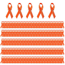 (Orange) 200 spille con nastro di solidarietà - Spille da bavero per volontari di beneficenza per eventi e manifestazioni