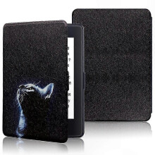 (Night Cat, Paperwhite 3 2015) Funda inteligente de piel sintética para Kindle Paperwhite de 6" (1.ª a 7.ª generación)