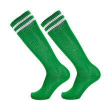 (Grass Green) Chaussettes de football montantes unisexes à double rayure, antidérapantes pour adultes et enfants