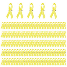 (Yellow) 200 spille con nastro di solidarietà - Spille da bavero per volontari di beneficenza per eventi e manifestazioni