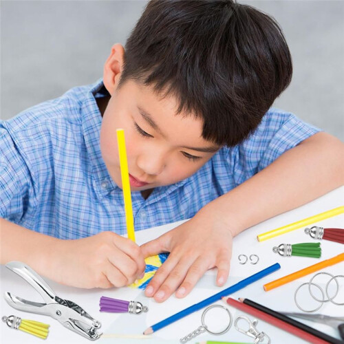 171 Pcs Shrinky Plastic Sheets Keychain Kit, with Key Chains Making Kit Key Rings, Tassels, Hole Punch for Keychains 1