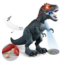 (Green) NY0 Walking Dino Robot Toy with Roaring Sound, LED Light & Egg Laying