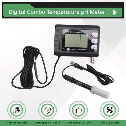 Digital Combo Temperature & PH Meter, Aquarium Thermometer PH Monitor with Automatic Calibration Function PH Meter 1