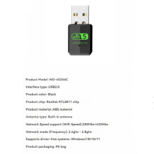 Adaptador WiFi 5 AX600 USB 2.0 de Doble Banda de 2,4 G/5,8 Ghz, Receptor Inalámbrico para PC y Portátil, Versión 10/11, Sin Controlador.