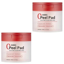 (2 Boxes)70pcs Red Succinic Acid Toner Pads Exfoliating Pads for Anti-Acne & Glowing Skin