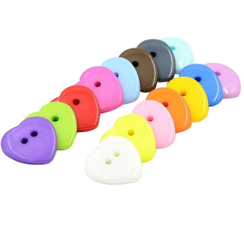 (White) 100Pcs Heart Resin Buttons, 2-Hole DIY Sewing Craft Decor 2