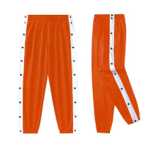 (M, Orange) Men Mid-rise Buttons Pants Splicing Basketball Training Sweatpants
