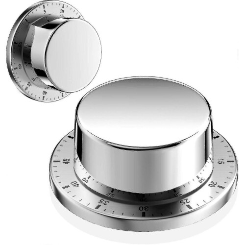 Mechanical Kitchen Timer, Adsorbable Magnetic Timer, Waterproof Stainless Steel Reusable Timer, 60 Minutes Countdown, Suitable for Cooking, Boiled E -