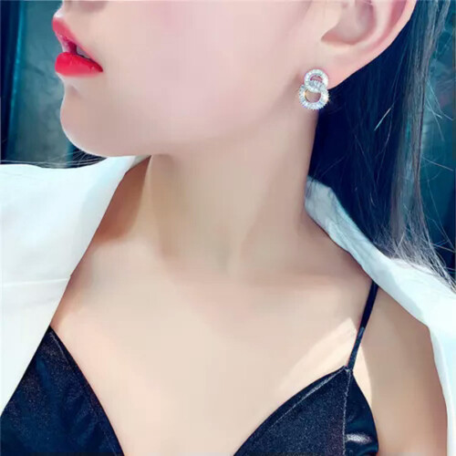 925 Silver Drop Earrings with Cubic Zirconia A Pair 2