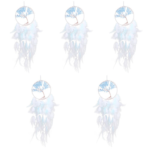 5Pcs Unique Dreamcatcher Pendant Decor with Crystal Stone and 1