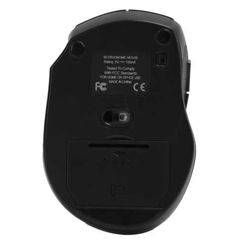 Wireless Mouse 2.4GHz Optical Ergonomic, 1600dpi, 10m, Black 1