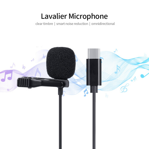 Omnidirectional Lavalier Microphone, Type C, 1.5m, Black 2