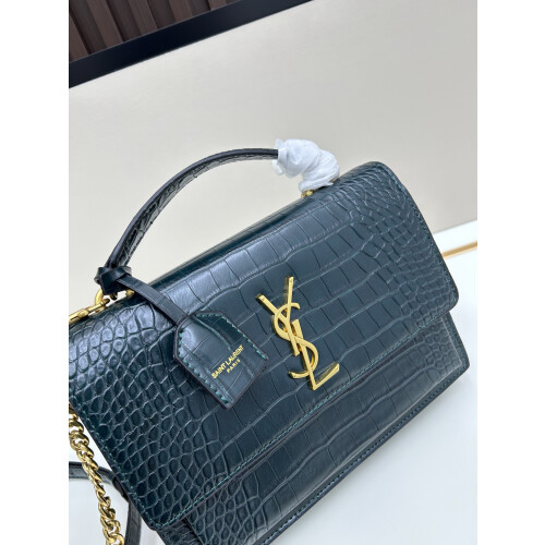 YSL Sunset Croc-Embossed Chain Wallet 8856 19cm 1