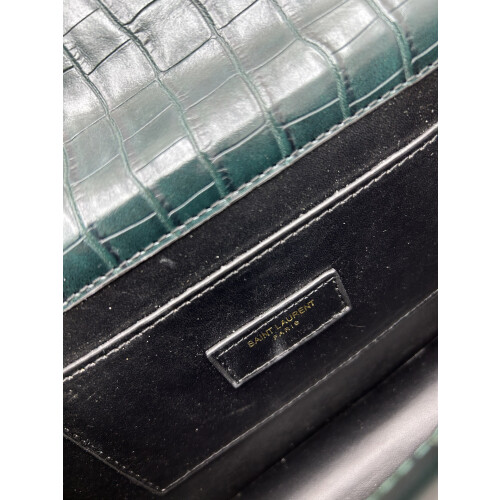 YSL Sunset Croc-Embossed Chain Wallet 8856 19cm 2