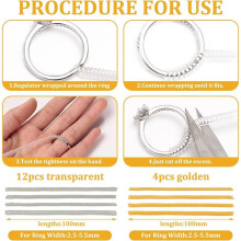 51-Teiliges Ringgrößen-Einstellset, Ringgrößen-Einsteller für Lose Ringe, Spiral-Silikon-Spanner, Größenmesswerkzeug