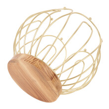 Coffee Pod Holder Basket with Wooden Base, Iron, 11.75oz