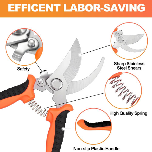 Garden Pruning Shears, 3 Pcs Stainless Steel 2