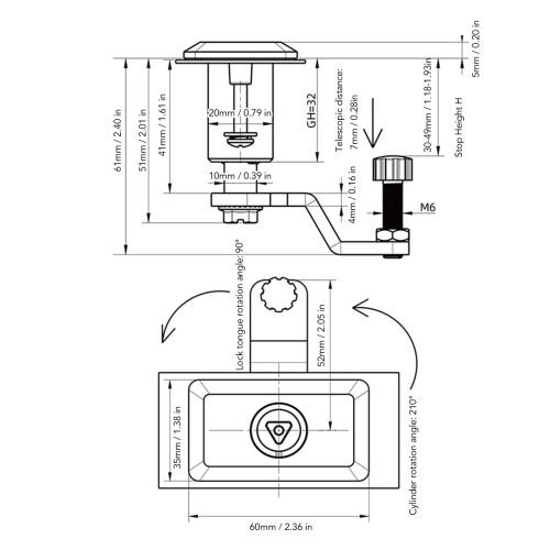 RV Storage Lock with Key Metal Security Lock Easy Install Strong Protection 1