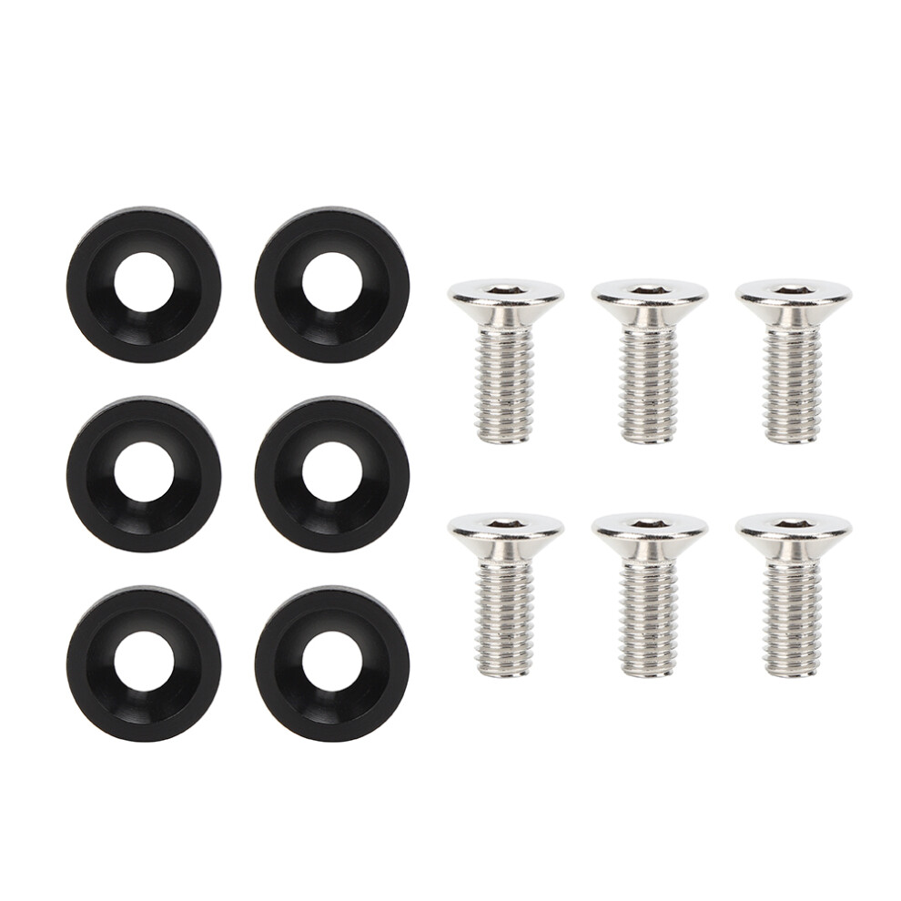 6Pcs M8 Aluminum Fender Bumper Washer Spacers For Car & Motorcycle Black 3641392091169