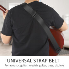 Nylon Guitar Strap for Acoustic Electric Bass Ukulele Adjustable Black Leather