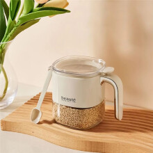 Glass Seasoning Containers Seasoning Box with Lid and Spoon Airtight Canister for Salt Pepper Powder Dining Pantry B