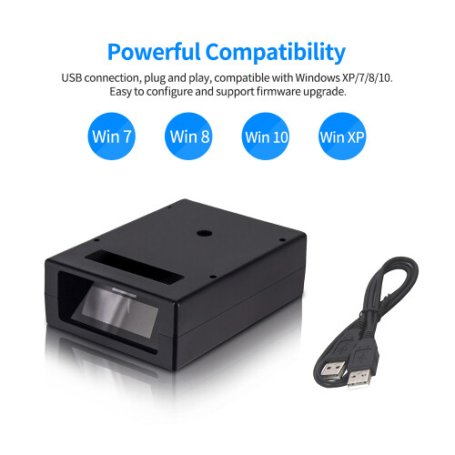Mini 1D Barcode Scanner USB Black, Compact, Fast, Accurate 1