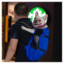 (L, Blue) Adjustable Pet Dog Outdoor Travel Backpack For Hiking Cycling Carrier Bag For Dogs French Bulldog Pug Carrying Bags