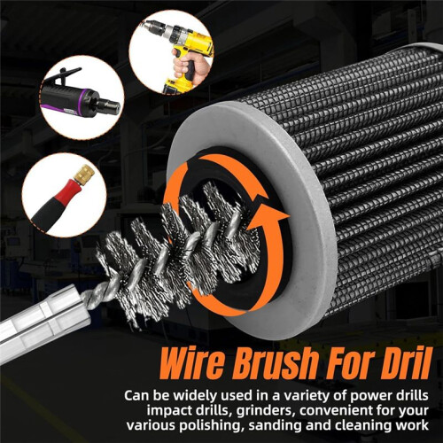 20pcs Wire Bore Brush Set with,Wire Brush for Drill,with 1/4 Hexagonal Handle,for Electric Drill,RustProof Cleaning Hole 2