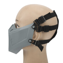 Half Cover Face Guard Skull Tactics Protection TPR Cosplay 18x13cm Gray