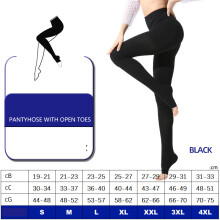 (Black open toes, XXL) Medical Compression Pantyhose 20-30mmHg Compression Circulation Leggings Women Men