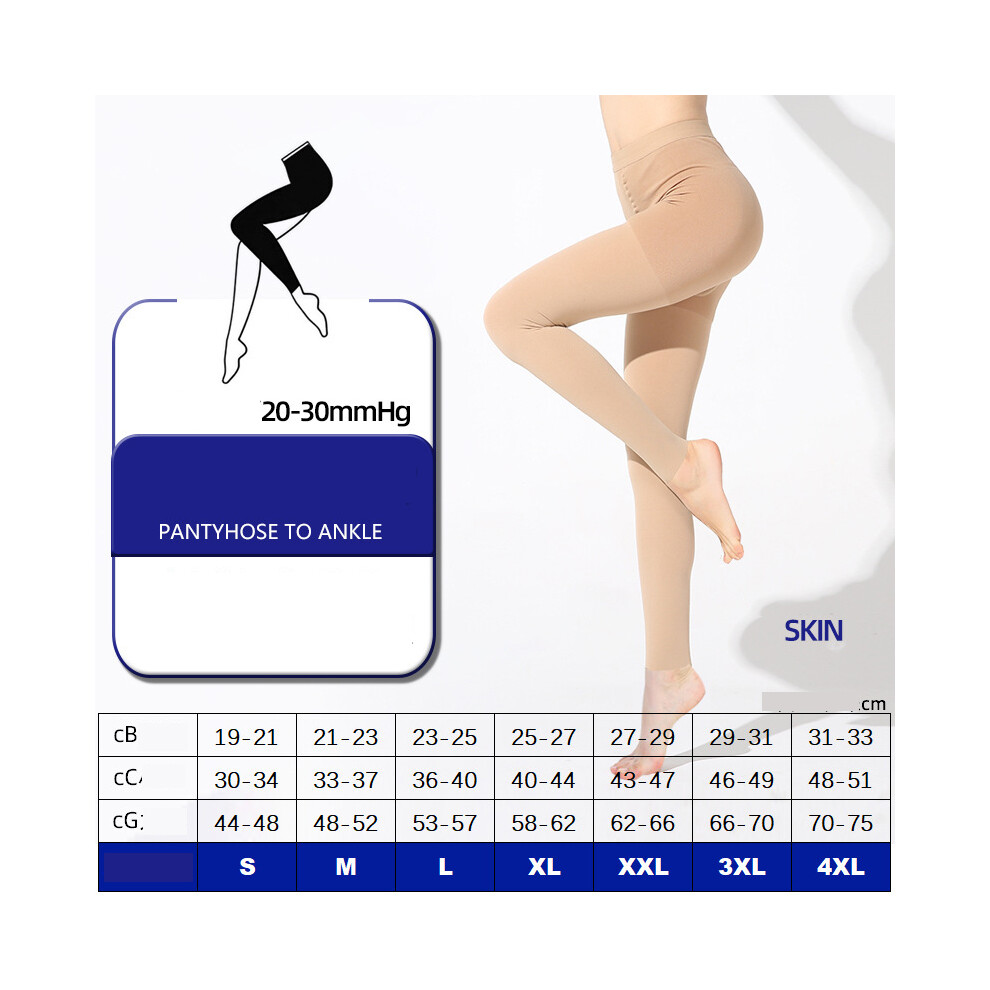 (Skin ankle, S) Compression Pantyhose Support 20-30 mmHg Medical Women's Men Swelling Stockings