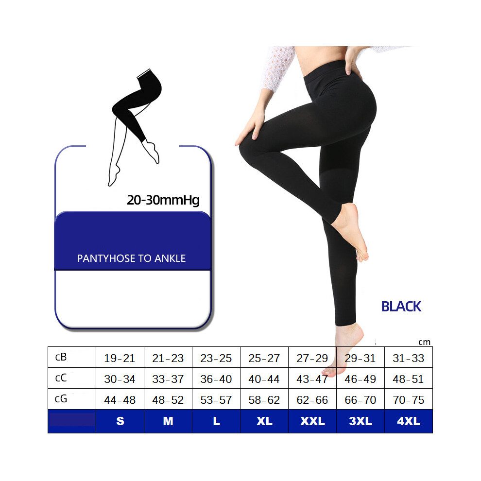 (Black ankle, L) Compression Pantyhose Support 20-30 mmHg Medical Women's Men Swelling Stockings