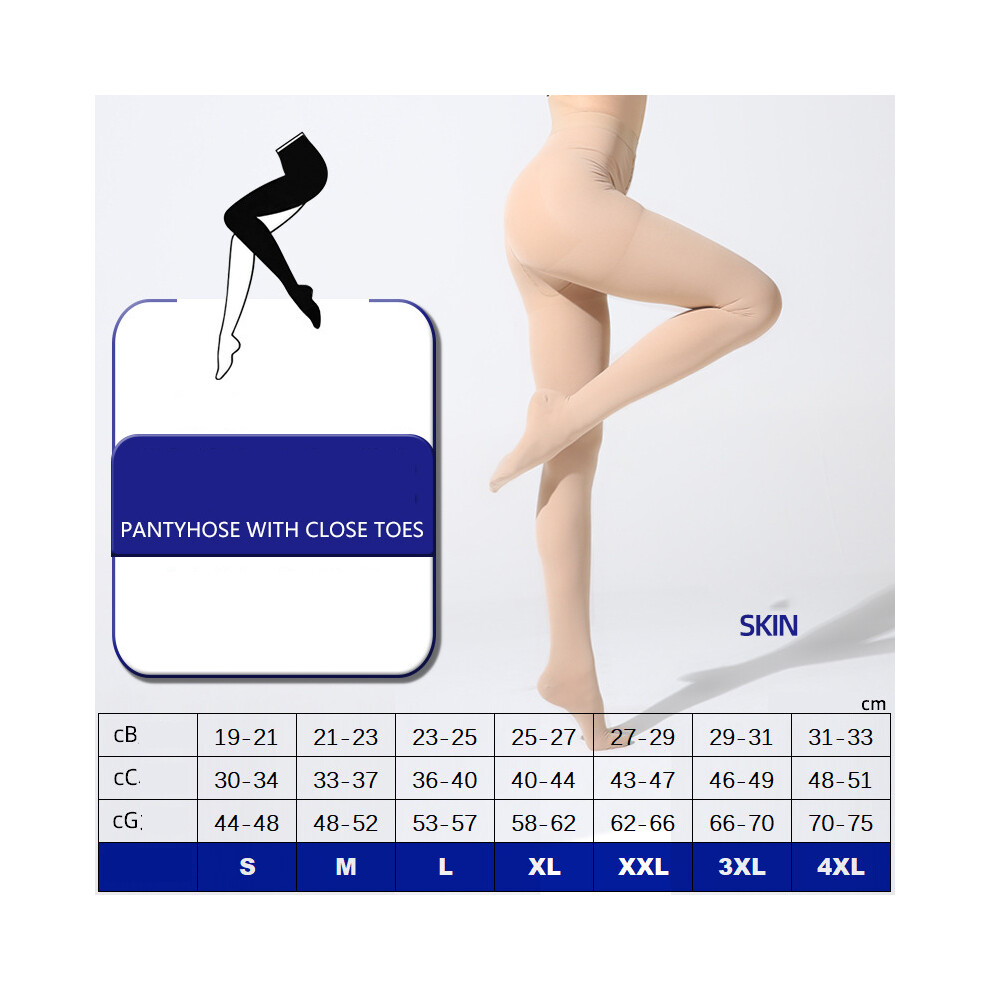 (Sikn close toes, XXL) Compression Pantyhose Support 20-30 mmHg Medical Women's Men Swelling Stockings