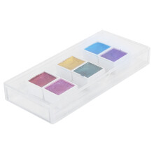 Solid Watercolor Paint Set - 6 Jewel Colors, Pearly Metal Nail Art, 11x5cm